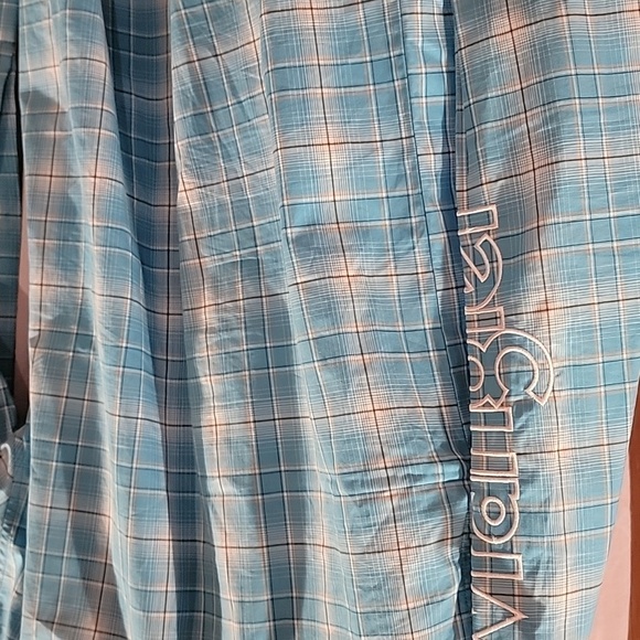 Wrangler® Logo Blue Plaid Long Sleeve Snap Shirt MP1318M - Picture 9 of 10